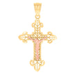 14Kt Gold Unisex Two-Tone Cross Crucifix Religious Pendant Charm