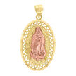 14Kt Gold Unisex Two-Tone Mary Guadalupe Oval Religious Pendant Charm