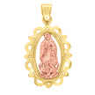 14Kt Gold Unisex Two-Tone Guadalupe Mary Oval Religious Ht:23.9Mm Pendant Charm