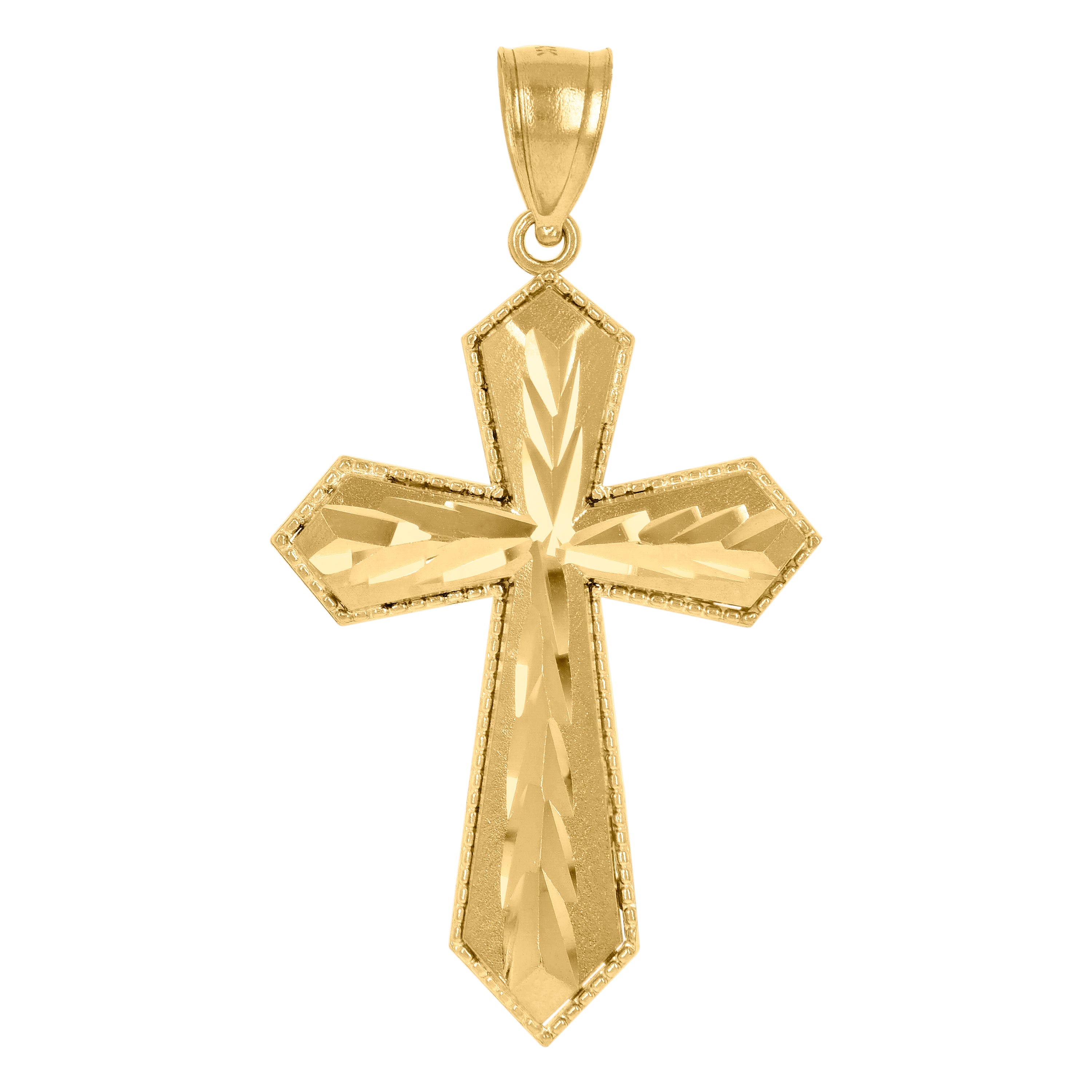 14Kt Yellow Gold Womens Diamond-Cut Cross Religious Pendant Charm