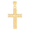 14Kt Yellow Gold Womens Diamond-Cut Cross Ht:28.9Mm Religious Pendant Charm