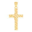 14Kt Yellow Gold Womens Diamond-Cut Nugget Cross Ht:33.3Mm Religious Pendant Charm