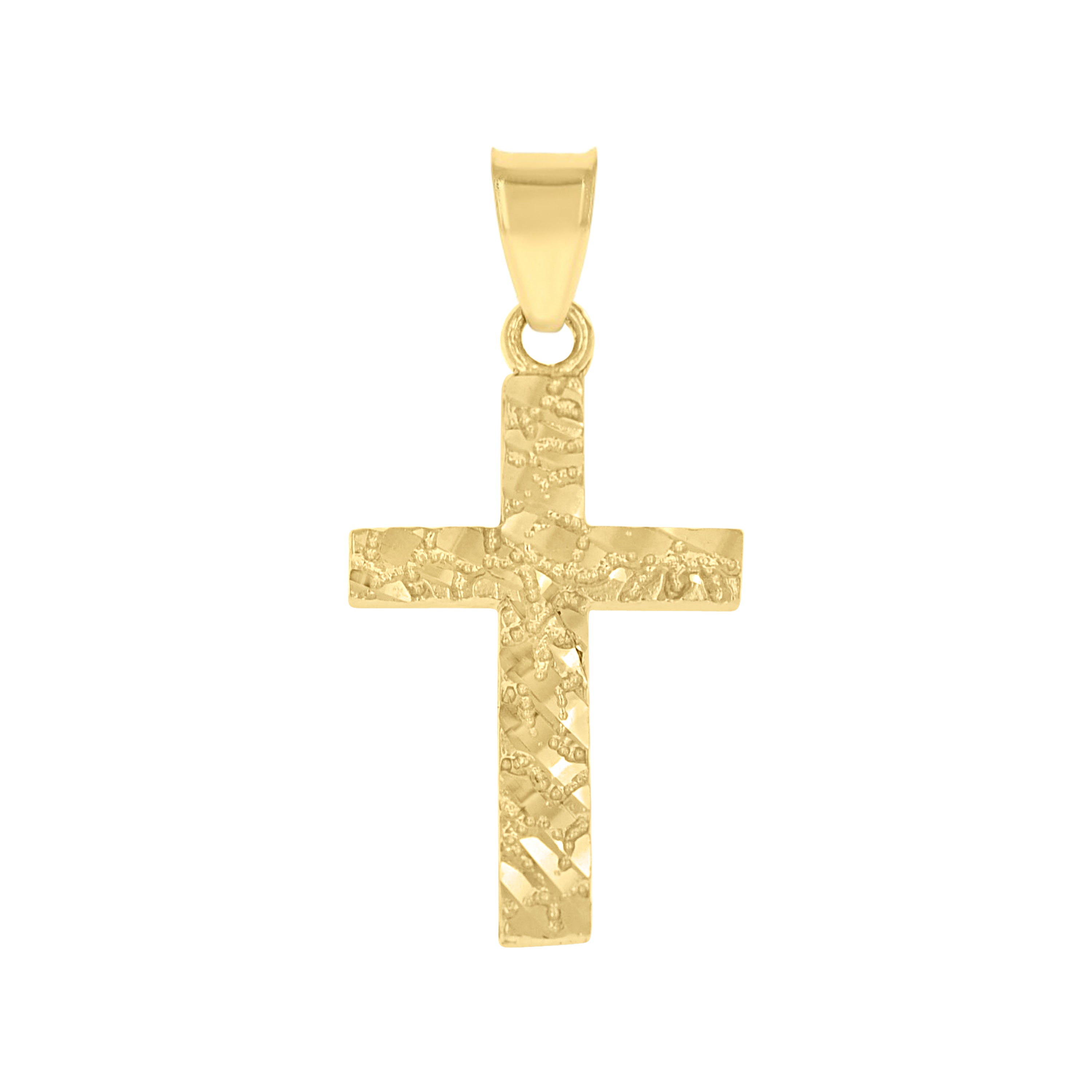 14kt Yellow Gold Unisex Nugget Cross Religious Pendant 
