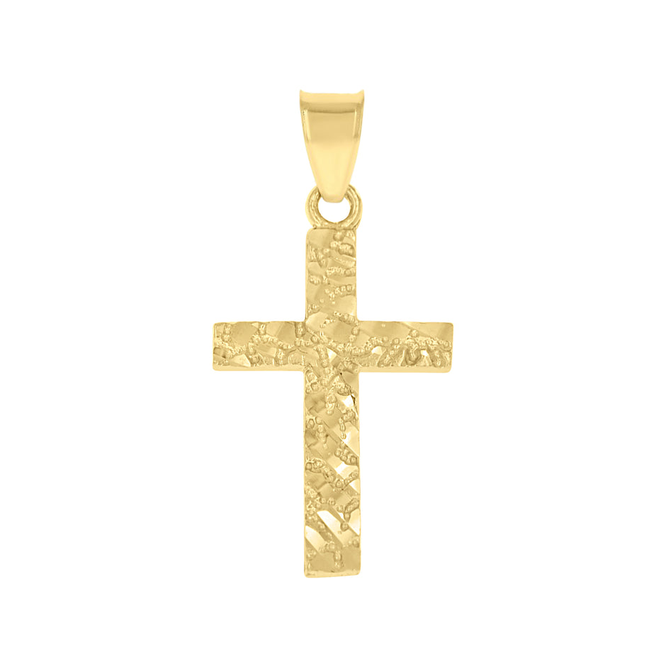 14kt Yellow Gold Unisex Nugget Cross Religious Pendant 