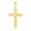 14Kt Yellow Gold Unisex Diamond-Cut Cross Hearts Religious Pendant Charm