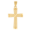 14Kt Yellow Gold Unisex Diamond-Cut Cross Ht:34.3Mm Religious Pendant Charm