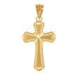 14Kt Yellow Gold Unisex Diamond-Cut Religious Cross Pendant Charm