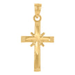 14Kt Yellow Gold Unisex Diamond-Cut Cross Ht:25.5Mm Religious Pendant Charm