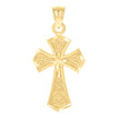 14Kt Yellow Gold Unisex Diamond-Cut Cross Ht:25.4Mm Religious Pendant Charm