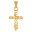 14Kt Yellow Gold Unisex Diamond-Cut Nugget Cross Ht:17.1Mm Religious Pendant Charm