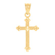 14Kt Yellow Gold Unisex Diamond-Cut Cross Ht:22.6Mm Religious Pendant Charm