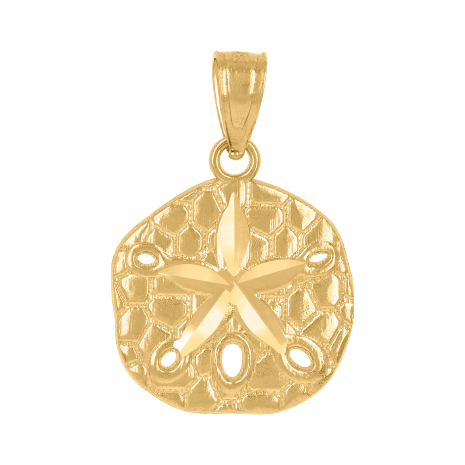 14Kt Yellow Gold Unisex Diamond-Cut Star Fish Ht:19.7Mm Animal Pendant Charm