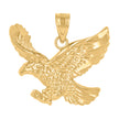 14Kt Yellow Gold Unisex Diamond-Cut Eagle Bird Ht:18.5Mm Pendant Charm