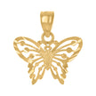 14Kt Yellow Gold Womens Diamond-Cut Butterfly Insect Ht:16.2Mm Pendant Charm