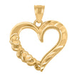 14Kt Yellow Gold Diamond-Cut Womens Heart Pendant Charm