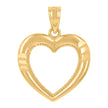 14Kt Yellow Gold Womens Diamond-Cut Heart Ht:19.8Mm Pendant Charm