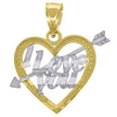 14Kt Gold Womens Two-Tone I Love You Heart Arrow Ht:19Mm Pendant Charm