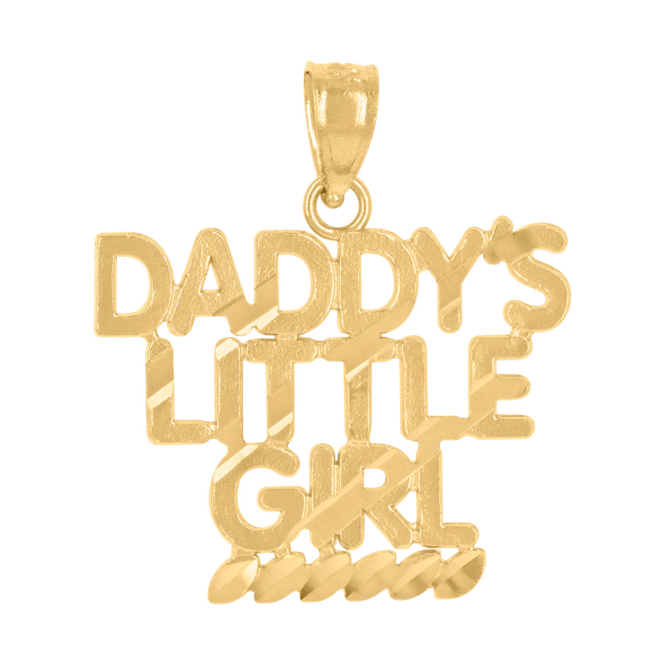 14Kt Yellow Gold Womens Diamond-Cut Daddy'S Little Girl Pendant Charm