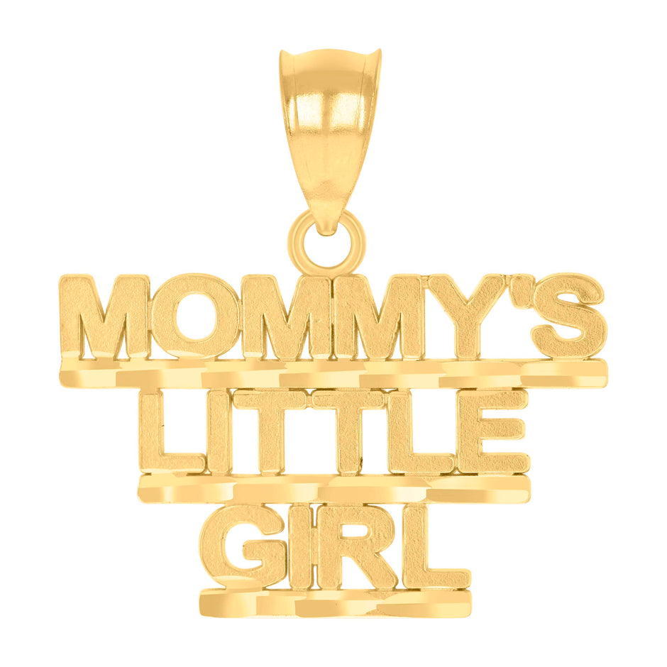 14Kt Yellow Gold Womens Diamond-Cut Mommy'S Little Girl Pendant Charm