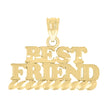 14Kt Yellow Gold Unisex Diamond-Cut Best Friend Ht:17Mm Pendant Charm