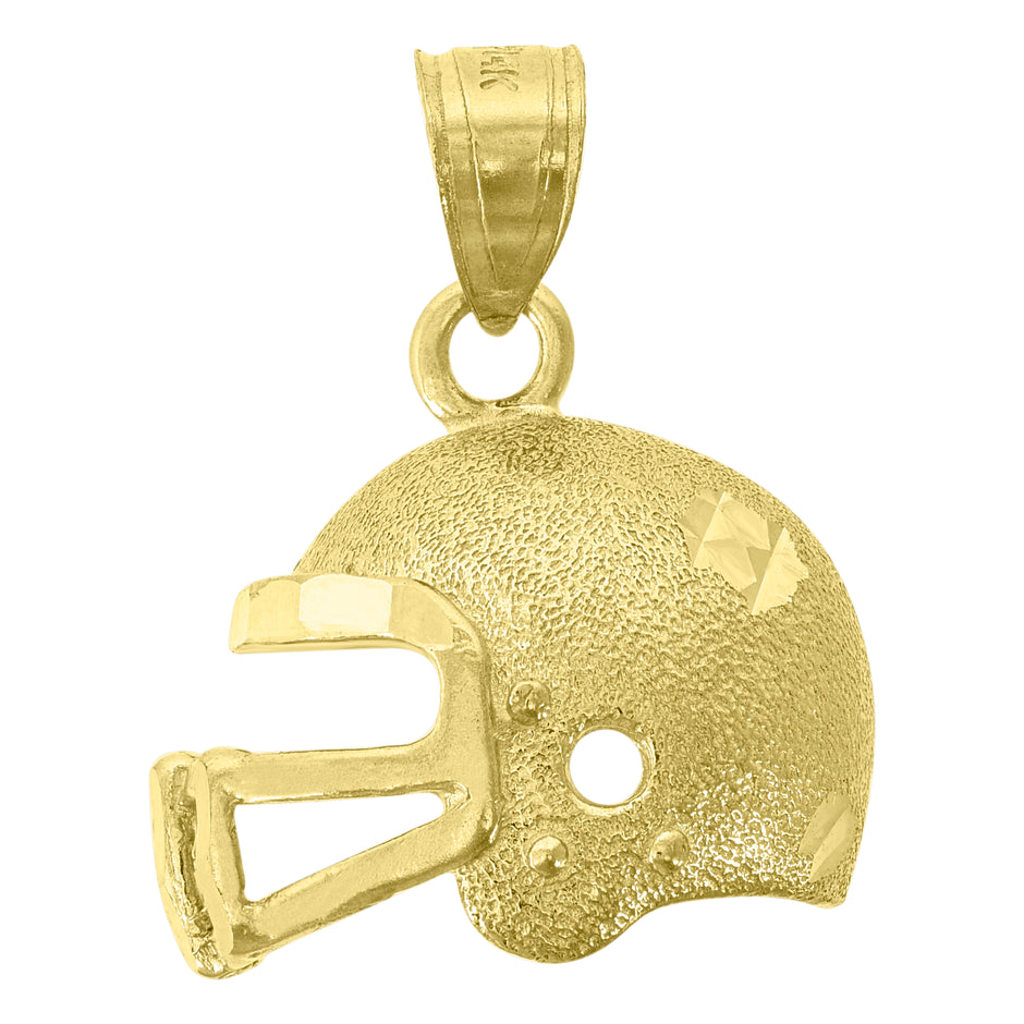 14Kt Yellow Gold Womens Football Helmet Sports Ht:21.1Mm Pendant Charm