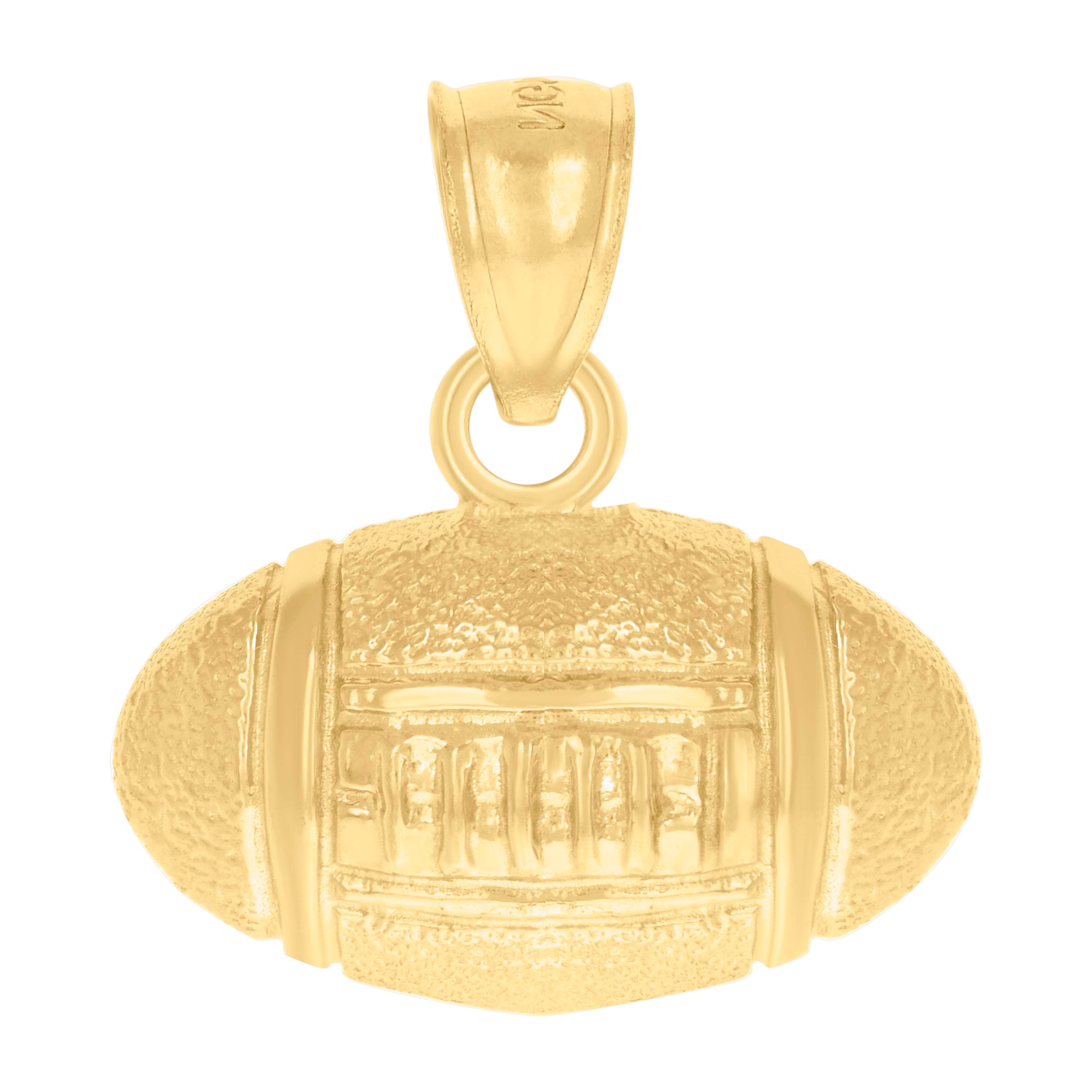 14Kt Yellow Gold Womens Diamond-Cut Rugby American Football Sports Pendant Charm