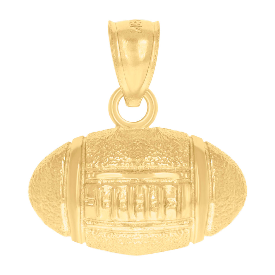 14Kt Yellow Gold Womens Diamond-Cut Rugby American Football Sports Pendant Charm