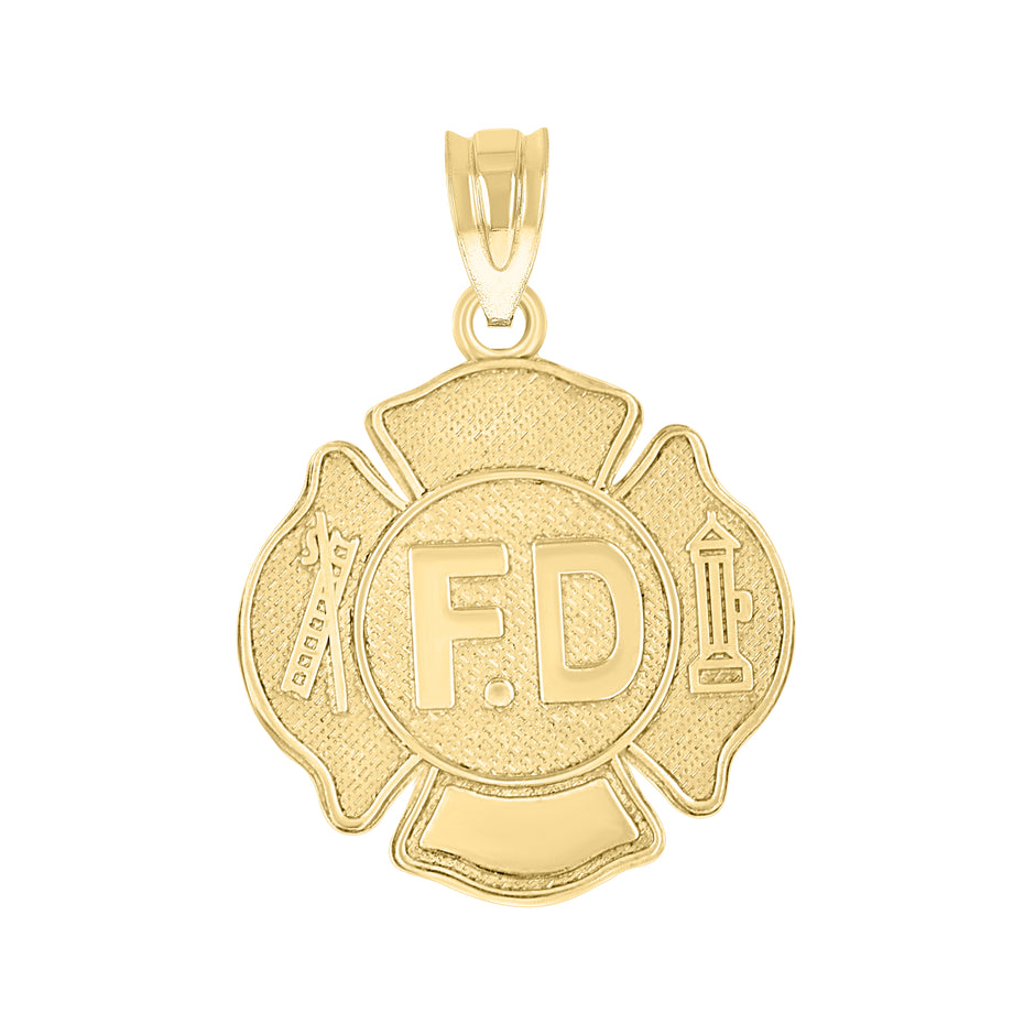14Kt Yellow Gold Unisex Fd Badge Pendant Charm