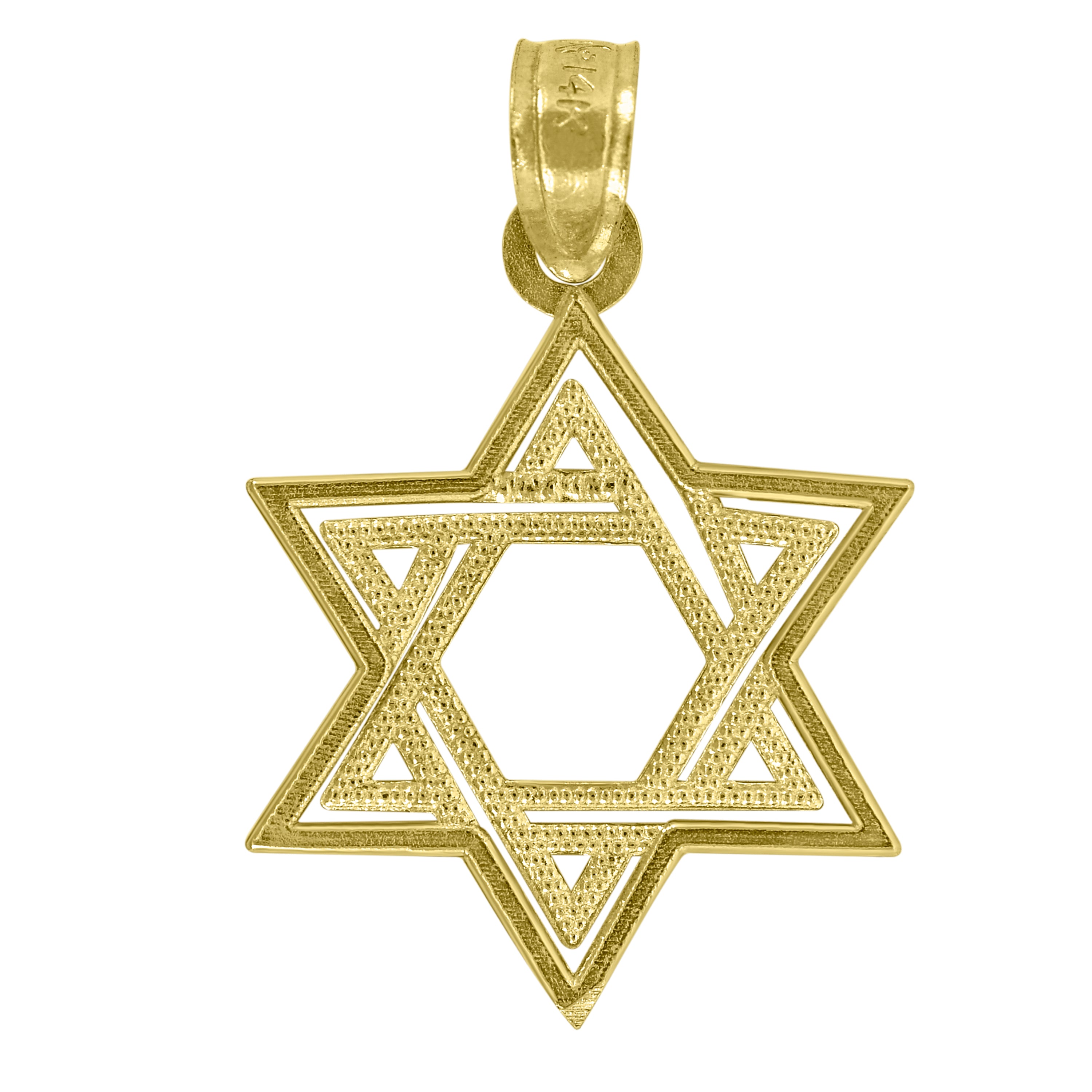 14Kt Yellow Gold Unisex Star Of David Religious Pendant Charm