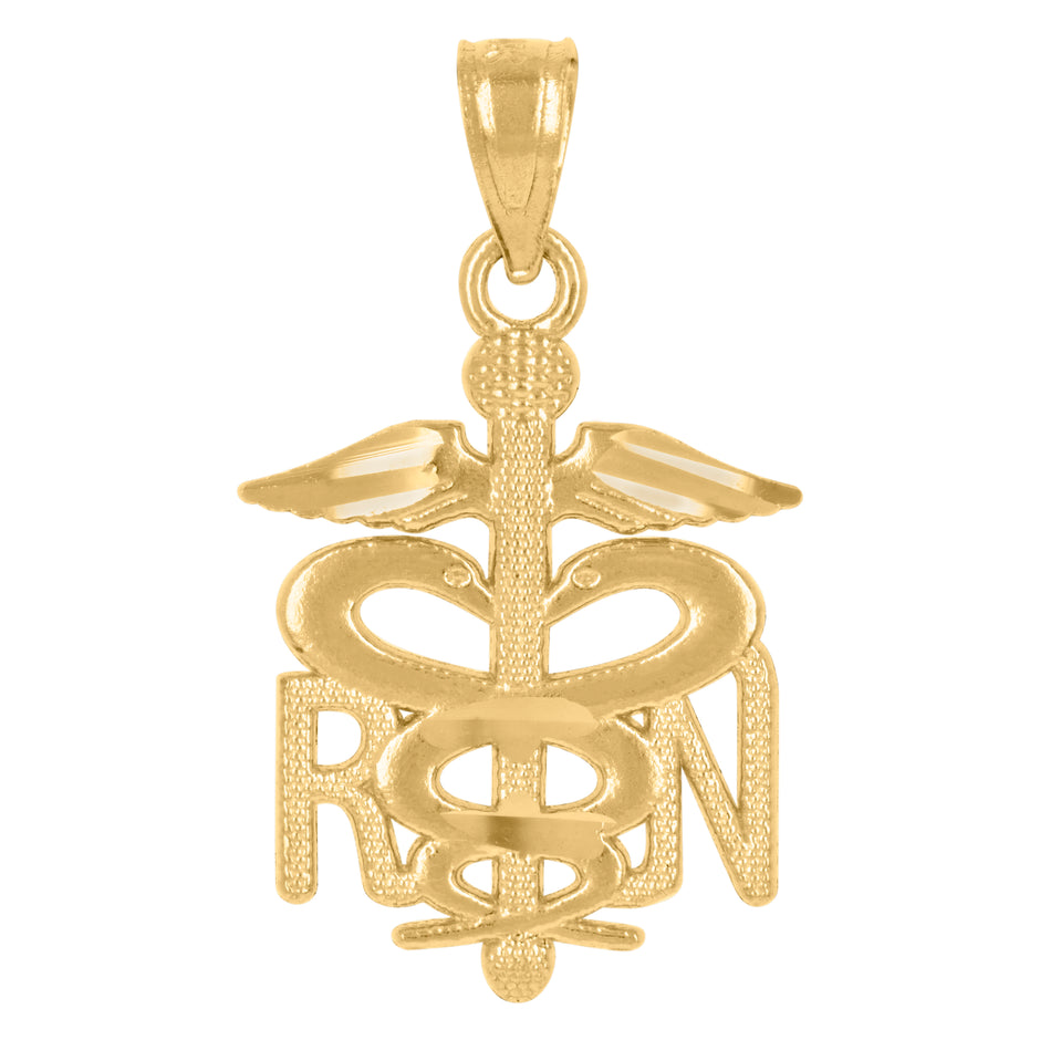 14Kt Yellow Gold Womens Rn Nurse Ht:23Mm Pendant Charm