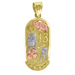 14Kt Gold Unisex Tri-Color No.13 Elephant Owl Horse Shoe Clover Lucky Oval Amulet Good Luck Pendant Charm