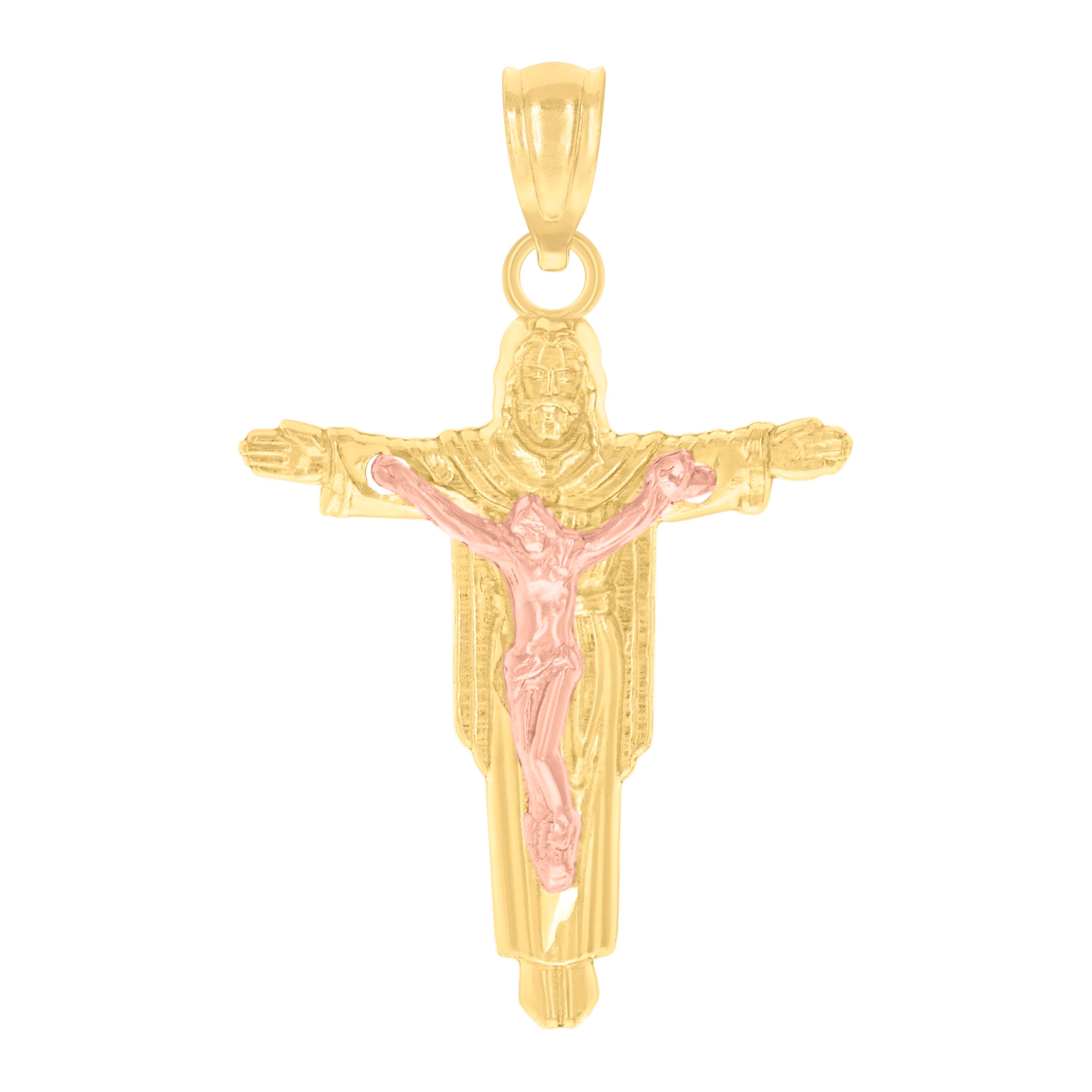 14Kt Gold Unisex Two-Tone Jesus Religious Ht:25.7Mm Pendant Charm