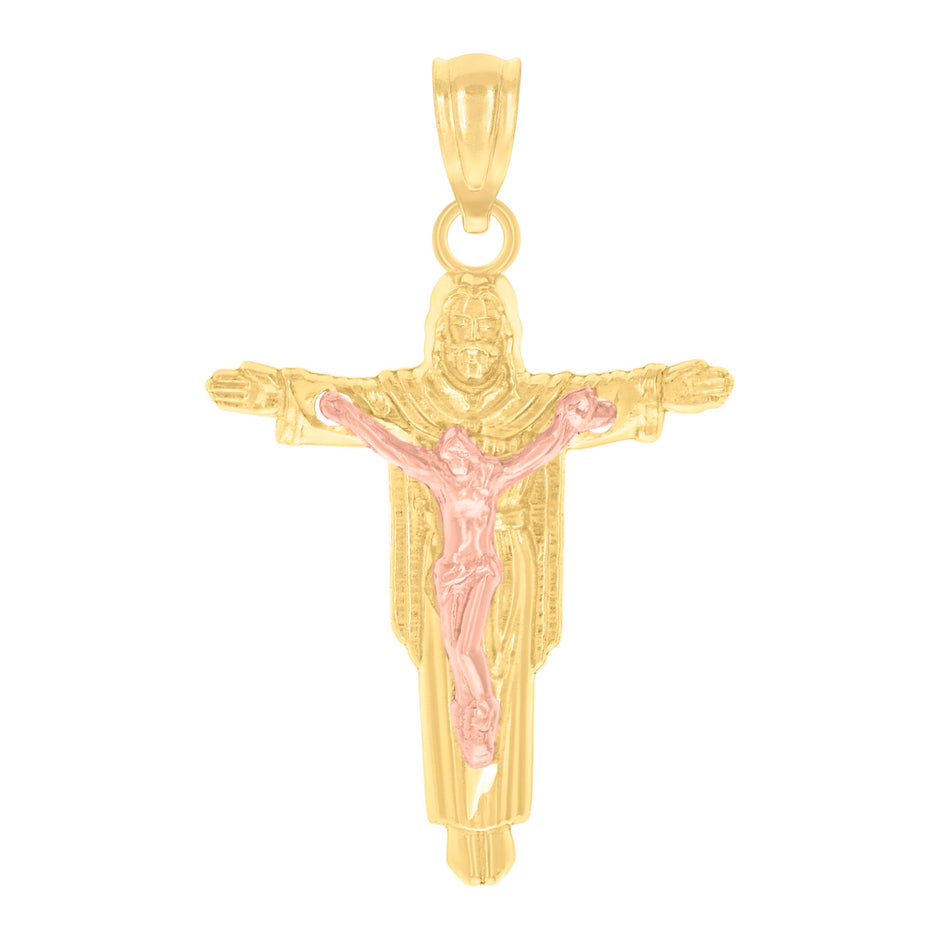 14Kt Gold Unisex Two-Tone Jesus Religious Ht:25.7Mm Pendant Charm