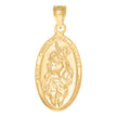 14Kt Yellow Gold Unisex Diamond-Cut Cross Inri Crucifix Oval Religious Ht:32.8Mm Pendant Charm