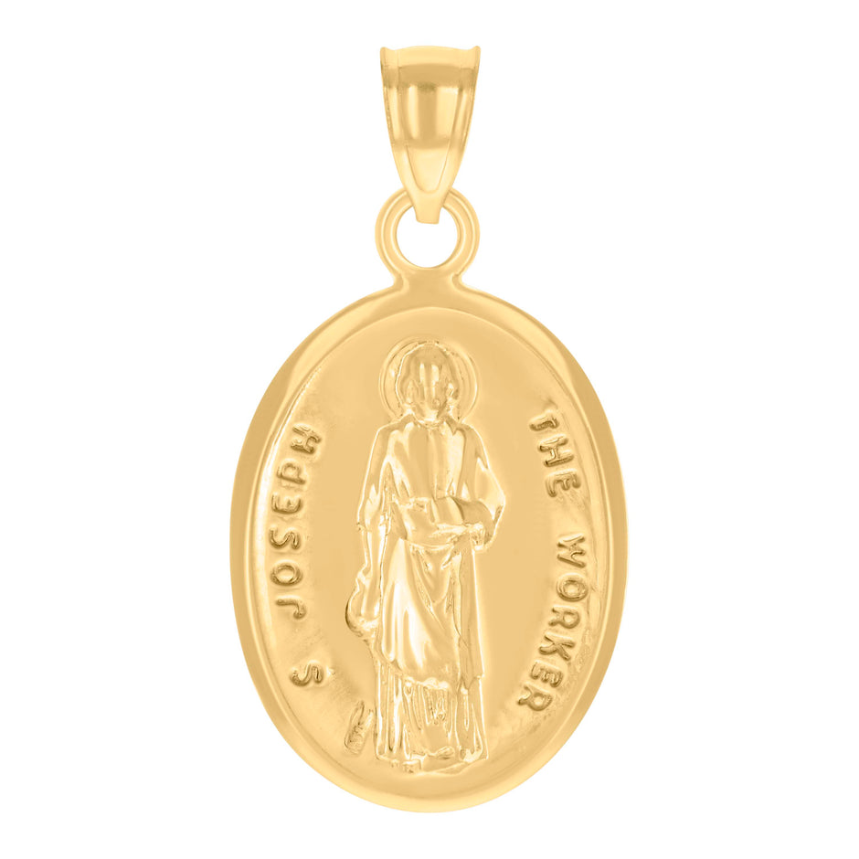 14Kt Yellow Gold Womens Saint Joseph The Worker Religious Ht:28.4Mm Pendant Charm