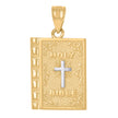 14Kt Gold Womens Two-Tone Holy Bible Cross Religious Pendant Charm