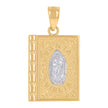 14Kt Gold Womens Two-Tone Santa Biblia Holy Bible Guadalupe Mary Religious Pendant Charm