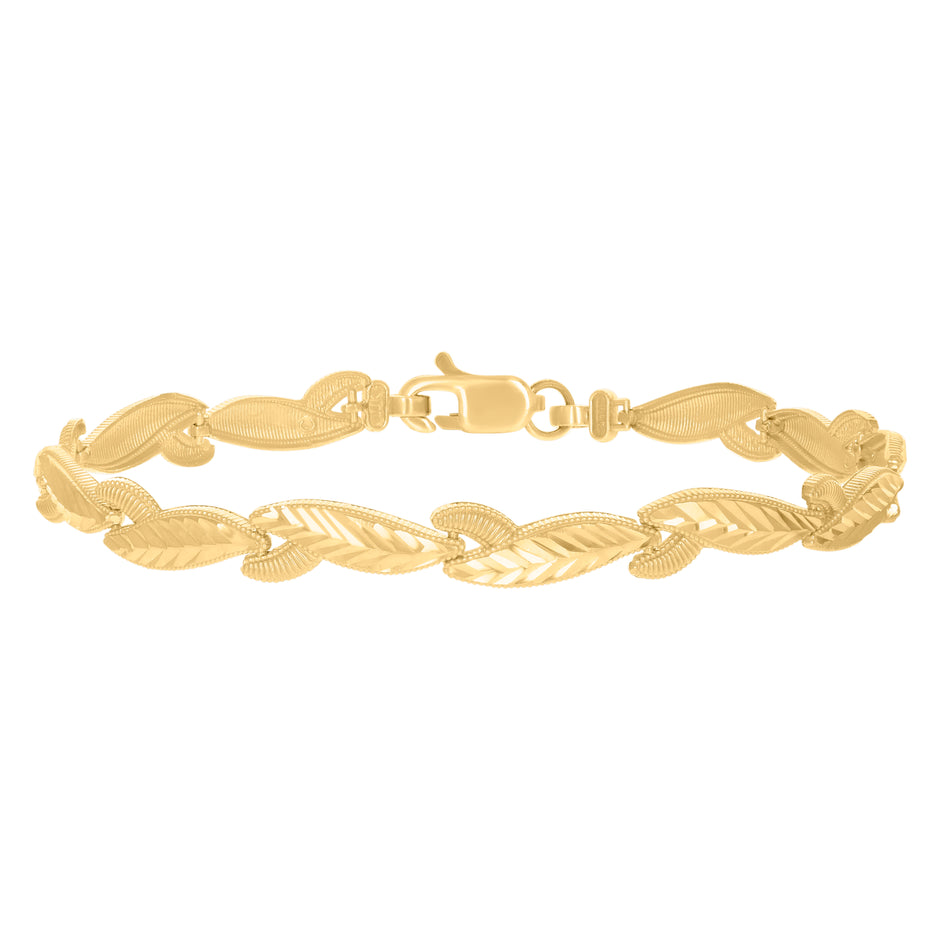 10kt Yellow Gold Womens Link Fashion 7" Bracelet