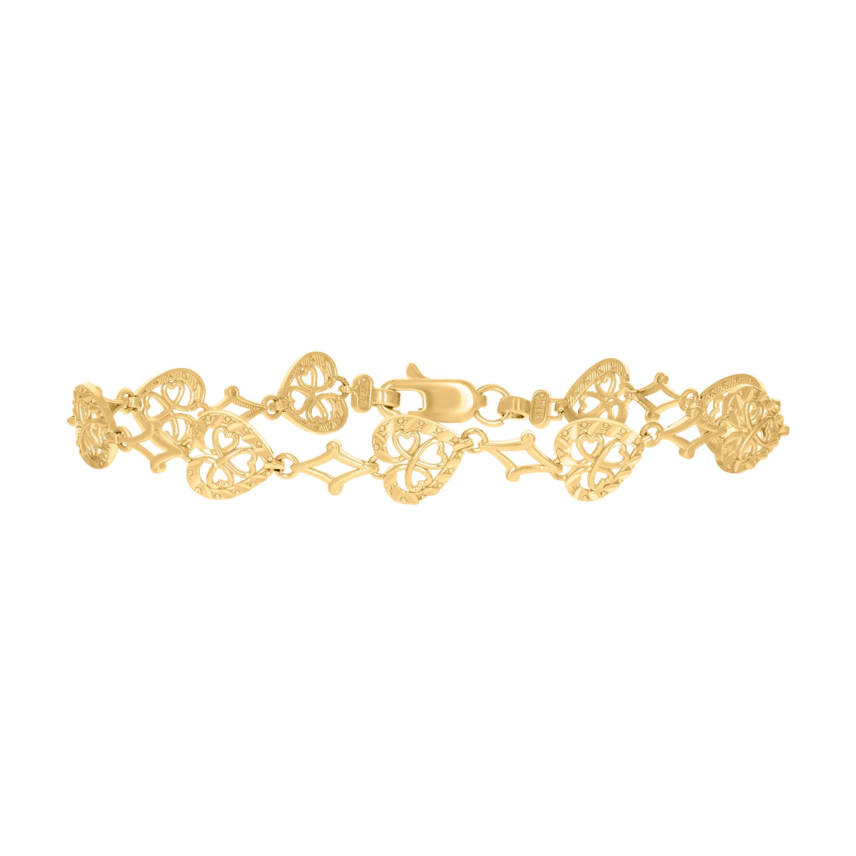 10kt Yellow Gold Womens Heart Link 7