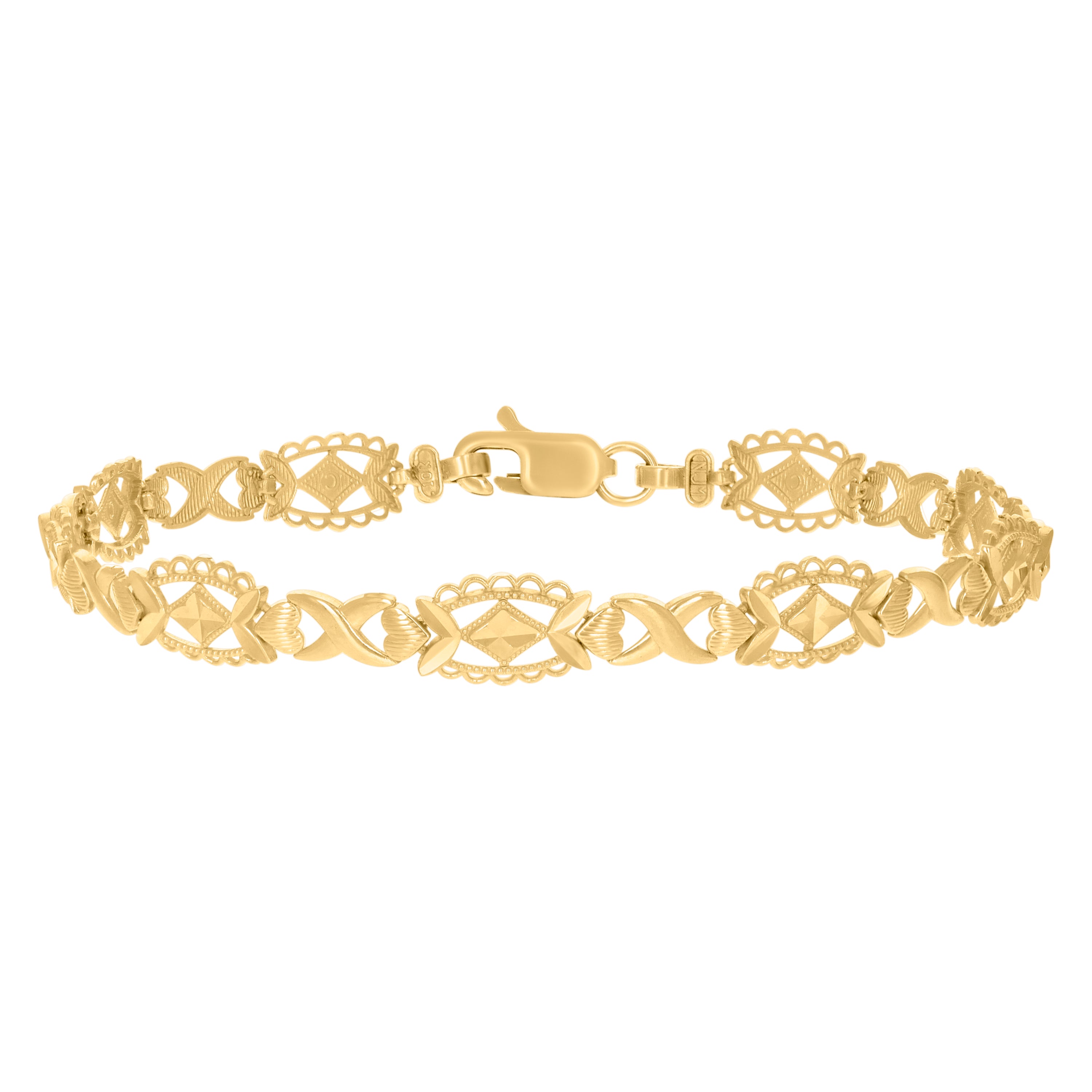 10kt Yellow Gold Womens Link Fashion Bracelet