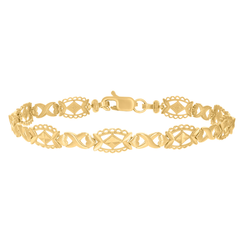 10kt Yellow Gold Womens Link Fashion Bracelet