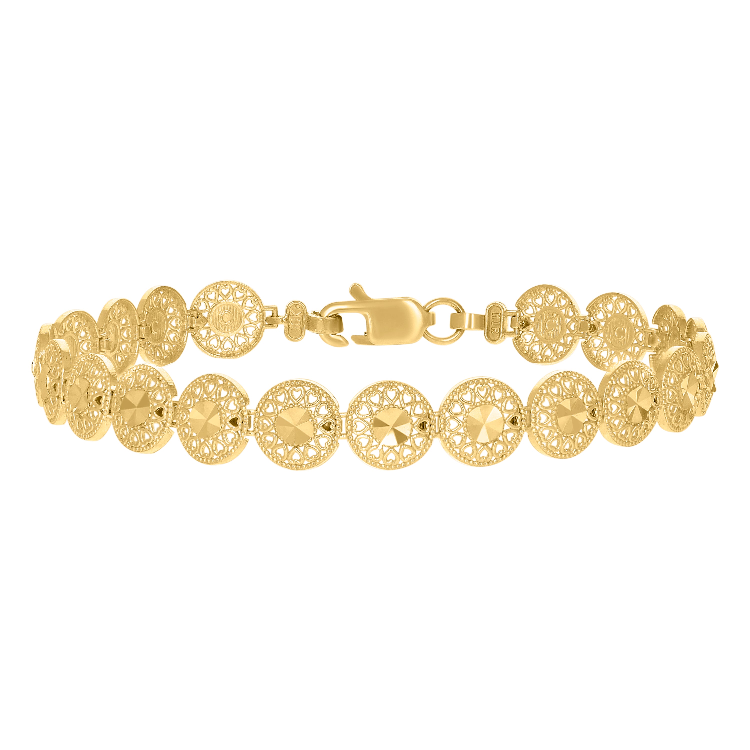 10kt Yellow Gold Womens Round Link Bracelet Size 7 Inches