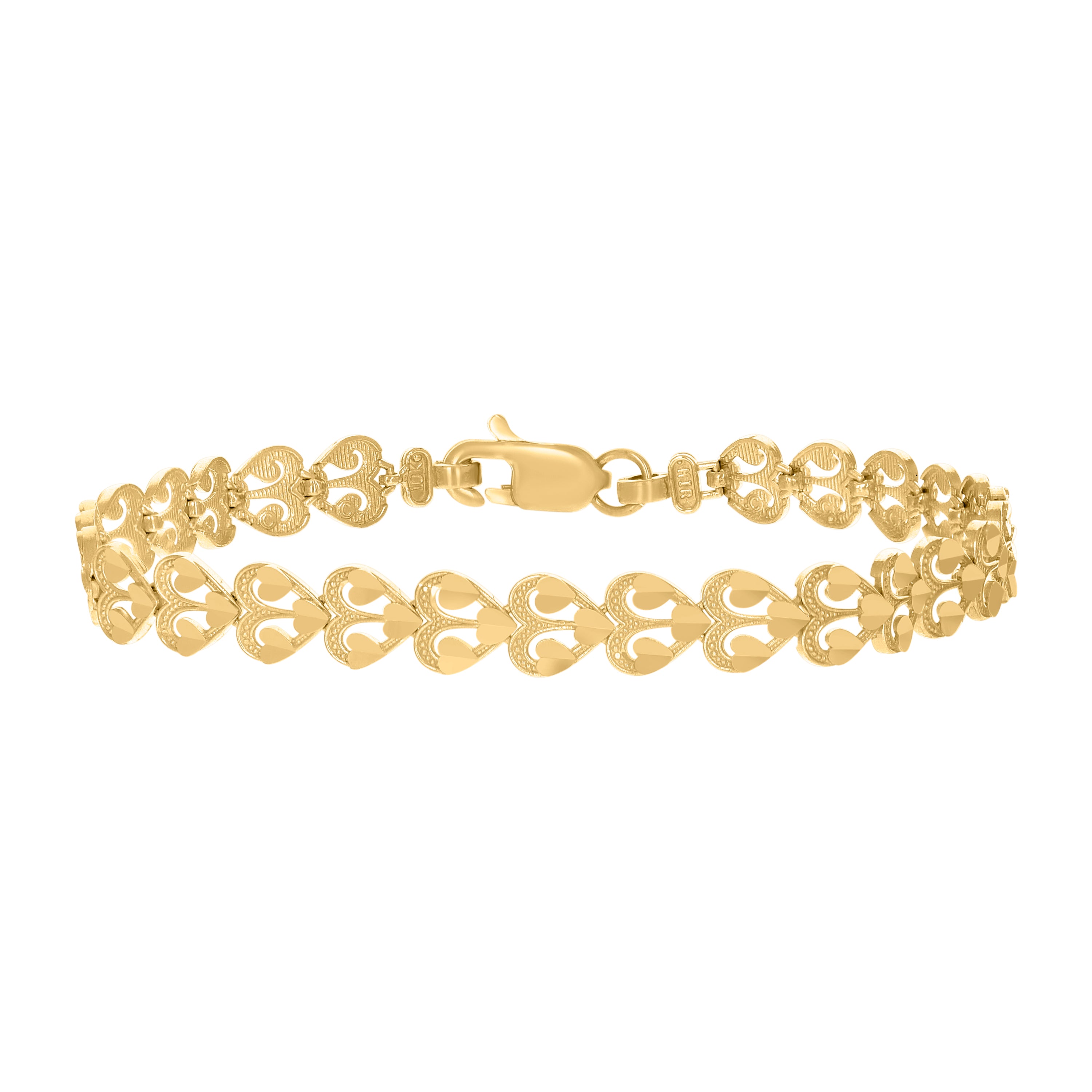 10kt Yellow Gold Womens Heart Link 7