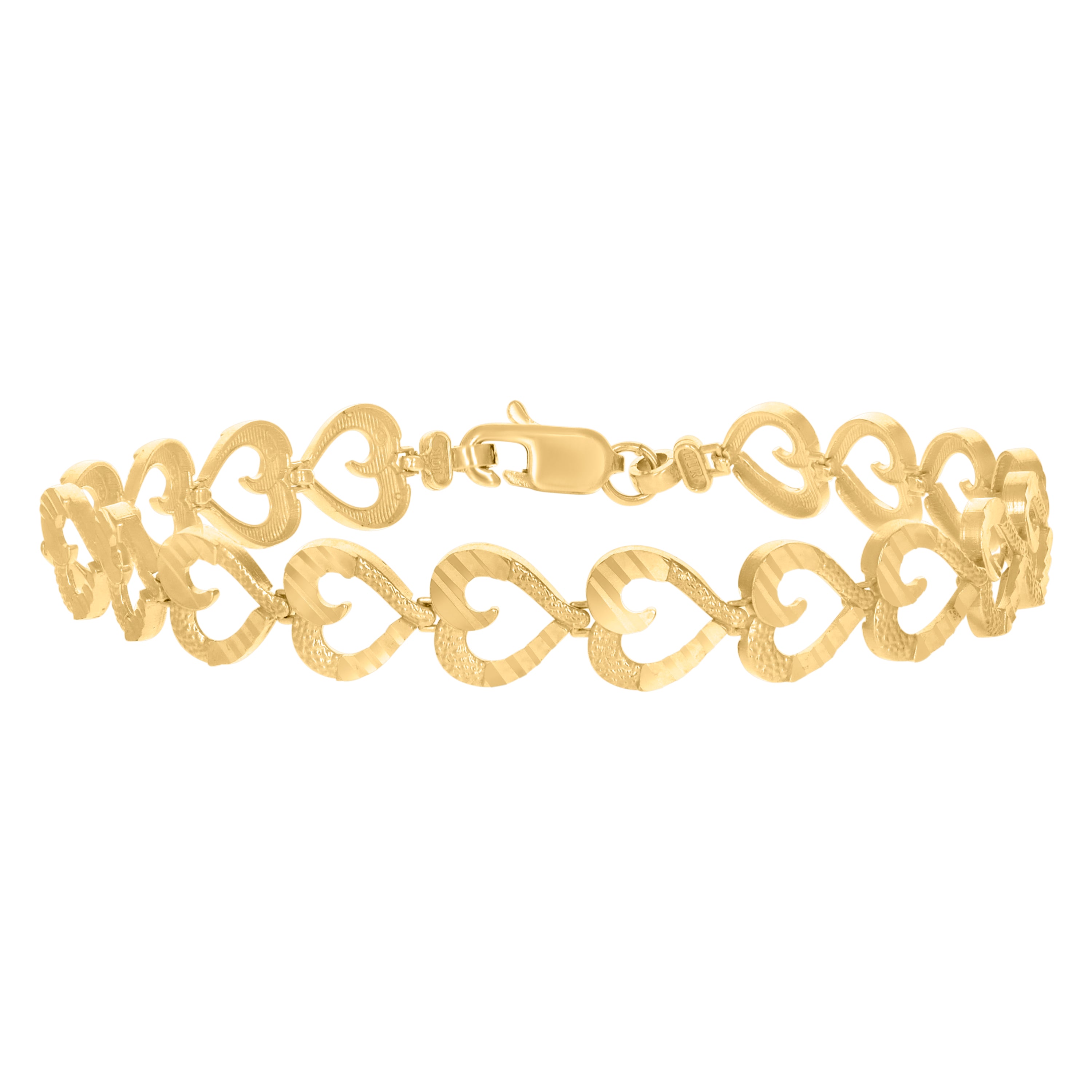 10kt Yellow Gold Womens Heart Link 8