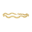 10kt Yellow Gold Womens Wave Pattern Link Bracelet Size 8 Inches