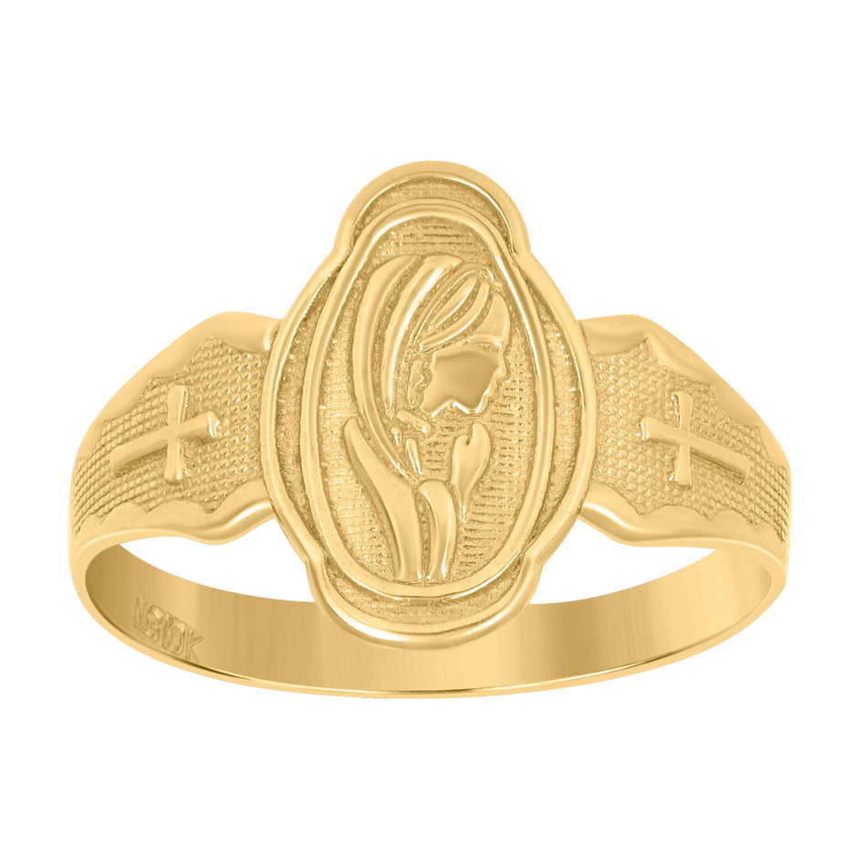 10Kt Gold Womens Two-Tone Textured No.1 Mom Band Ring