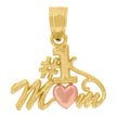 10kt Gold Two-Tone Diamond-Cut Womens Heart No.1 Mom Charm Pendant