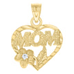 10kt Gold Two-Tone Diamond-Cut Womens Angel Heart No.1 Mom Charm Pendant