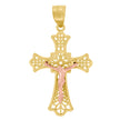 10kt Gold Two-Tone Diamond-Cut Unisex Cross Crucifix Religious Charm Pendant