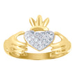 10Kt Two-Tone Gold Womens Cubic Zirconia Claddagh Ring